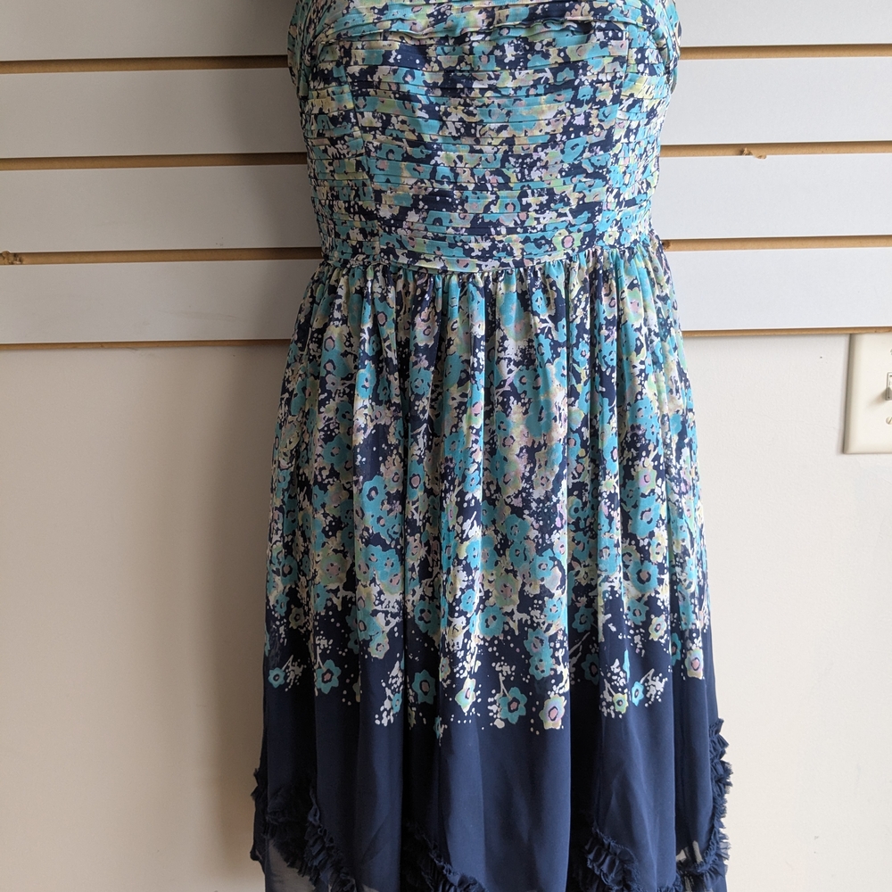 LC Lauren Conrad Green and Blue Strapless Sundress